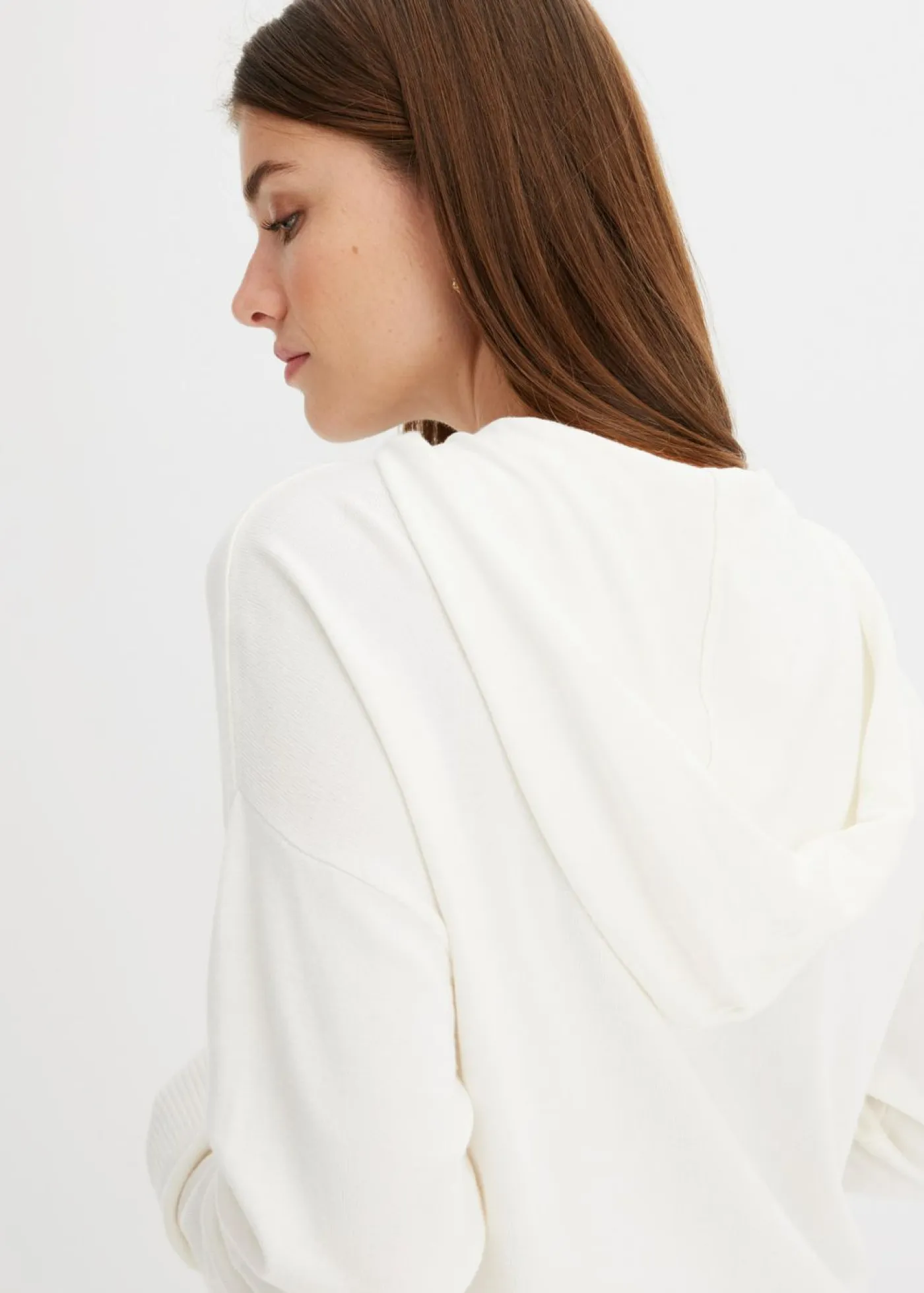 New Sudadera con capucha de punto y bolsillo canguro en mezcla de viscosa Mujer Jerséis|Ropa De Punto