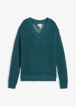 Discount Sudadera de ajour de mezcla de lino ligero Mujer Premium|Jerséis