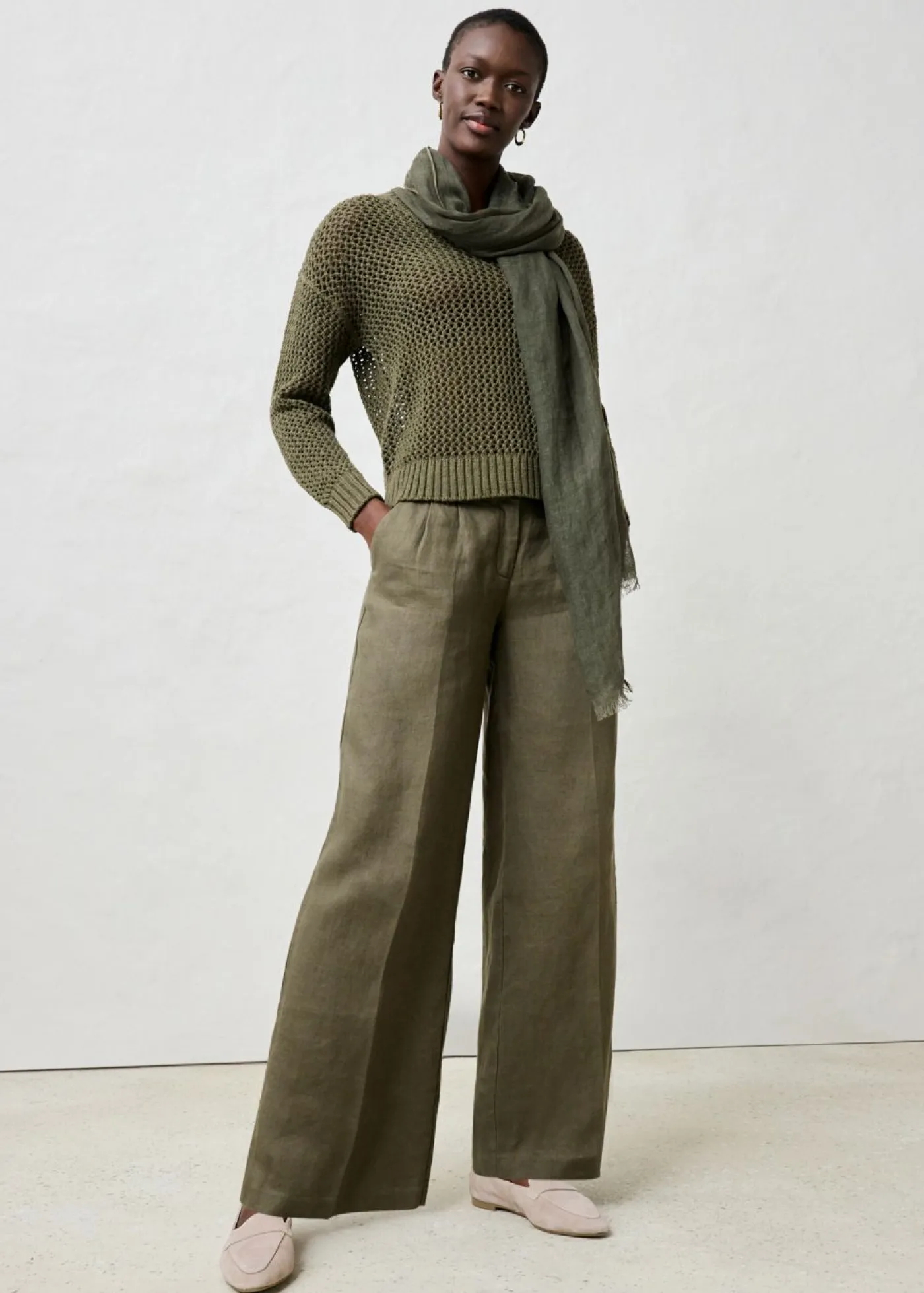 Discount Sudadera de ajour de mezcla de lino ligero Mujer Premium|Jerséis
