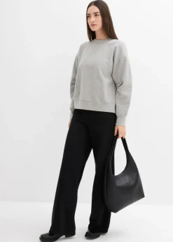 Best Sudadera de algodón orgánico con cuello ancho de canalé Mujer Esenciales|Ropa Cómoda