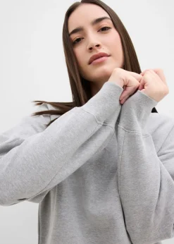 Best Sudadera de algodón orgánico con cuello ancho de canalé Mujer Esenciales|Ropa Cómoda