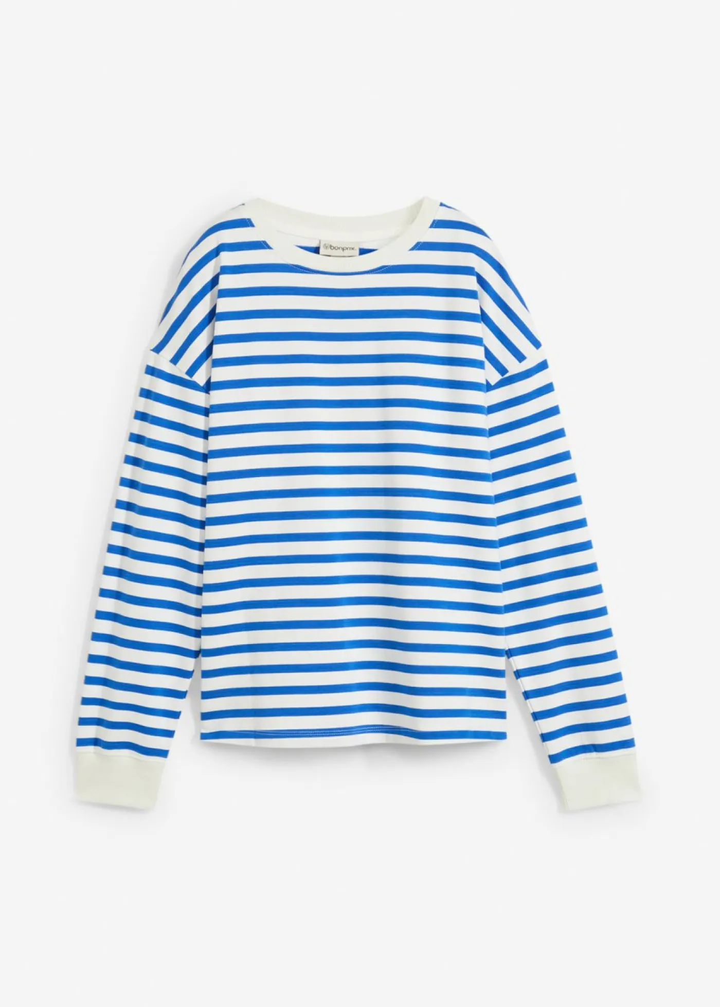 Discount Sudadera de algodón orgánico con manga larga y diseño de rayas Mujer Básicos|Ropa Cómoda