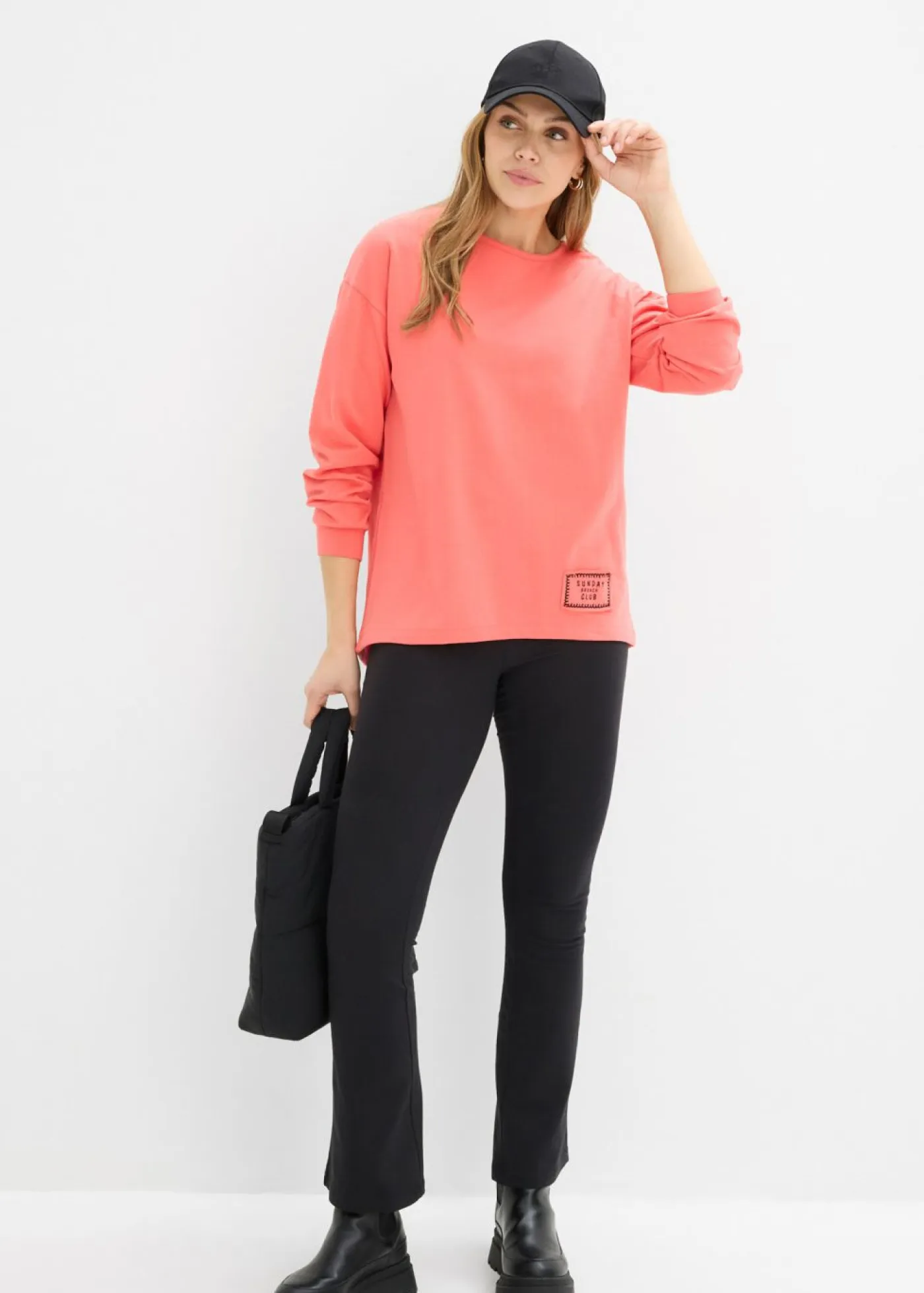 Sudadera de mezcla de algodón con bajo asimétrico Mujer Ropa Cómoda