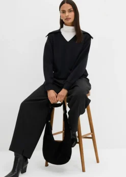 Clearance Sudadera de mezcla de viscosa con cuello ancho Mujer Esenciales