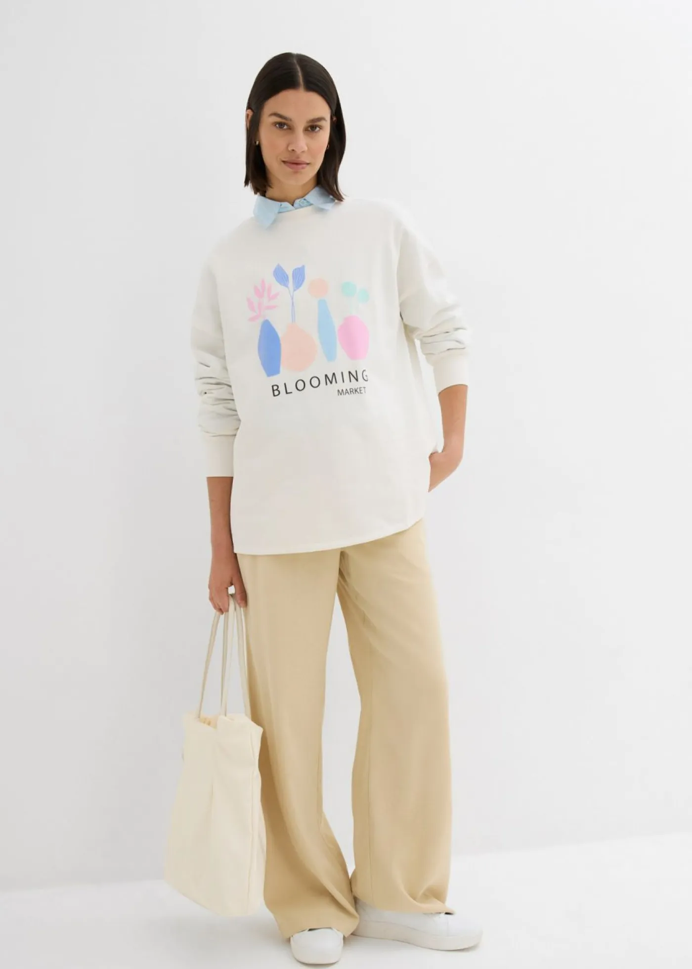 Online Sudadera holgada en mezcla de algodón Mujer Ropa Cómoda