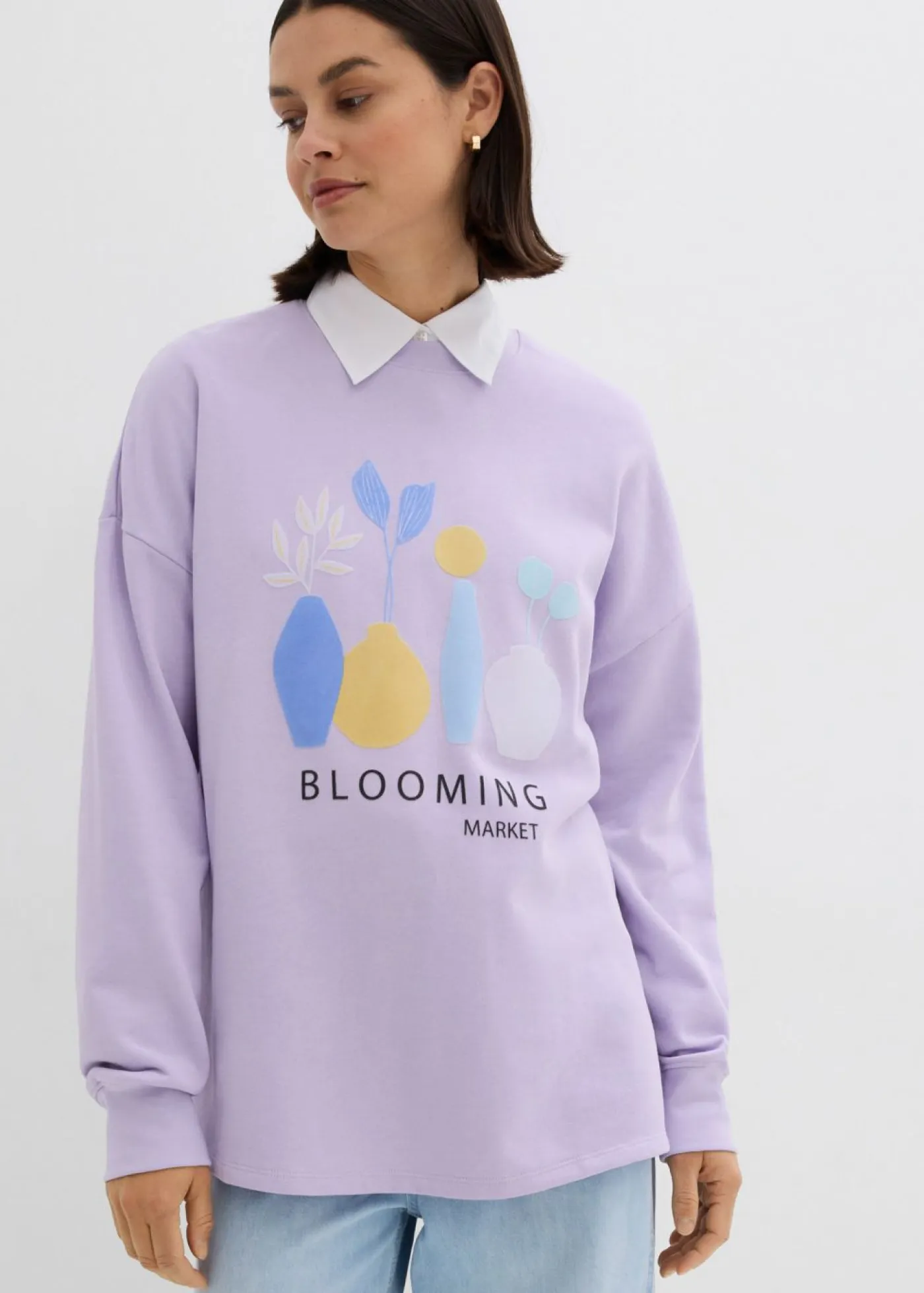 Clearance Sudadera holgada en mezcla de algodón Mujer Ropa Cómoda