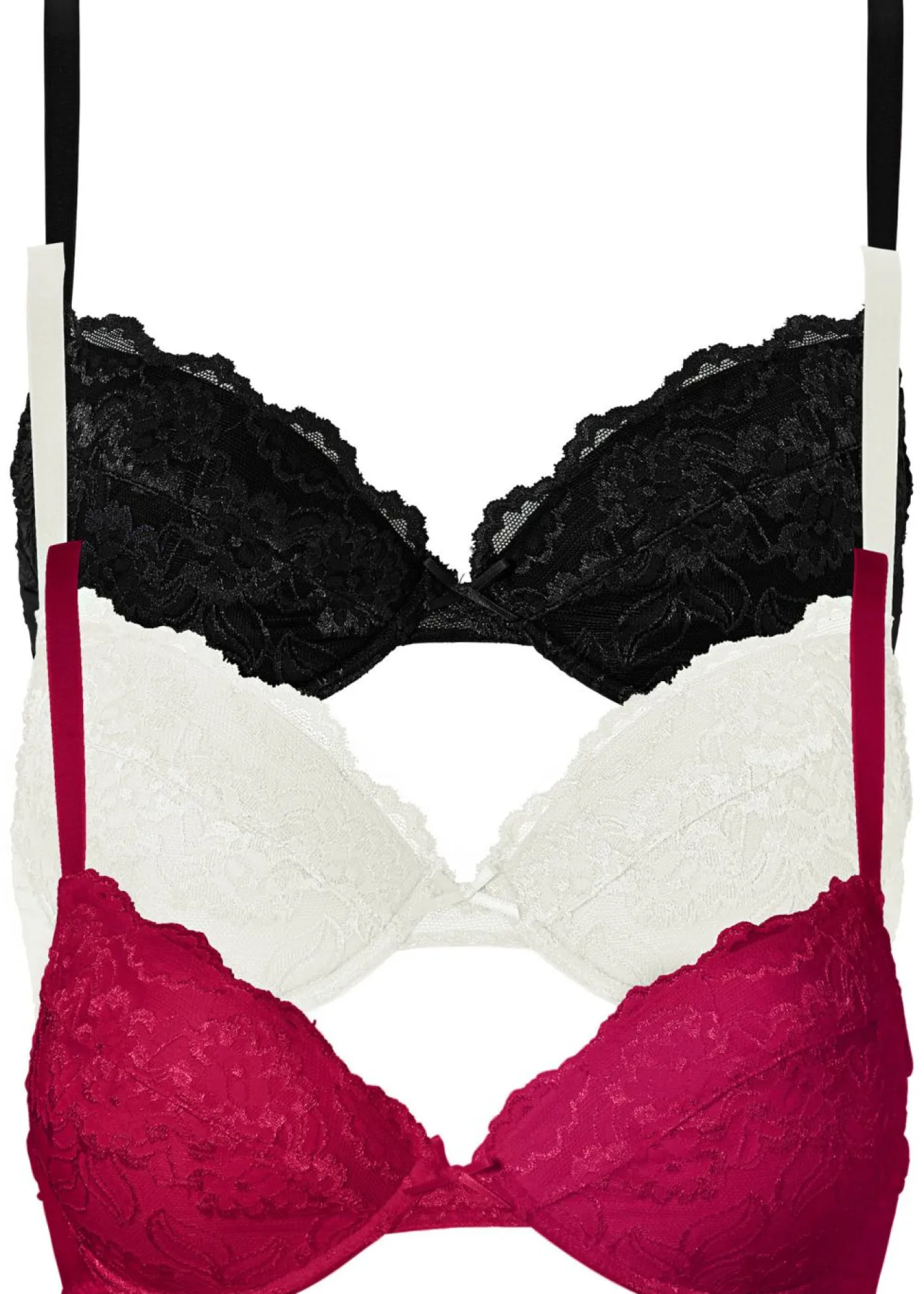 New Sujetador push-up con encaje fino (3 unidades) Mujer Lencería