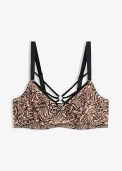 Outlet Sujetador reductor con detalles decorativos y malla estampada Mujer Lencería|Sujetadores De Copa E A H