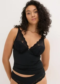 Sujetador tipo top con efecto moldeador medio y encaje Mujer Bodies