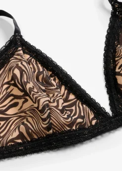 New Sujetador triangular sin aros con malla estampada Mujer Novedades