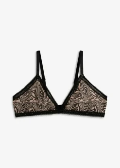 Outlet Sujetador triangular sin aros con malla estampada Mujer Lencería|Sujetadores