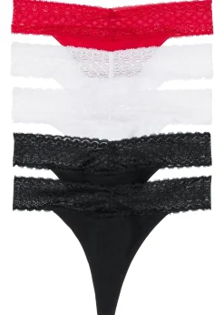 Tanga con encaje (5 unidades) Mujer Ropa Interior De Algodón|Bragas
