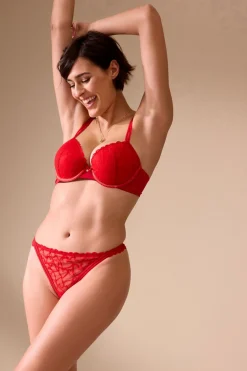 Discount Tanga con encaje de corazones Mujer Lencería|Bragas