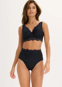 Tanga con encaje y efecto moldeador medio Mujer Ropa Interior Moldeadora|Bragas