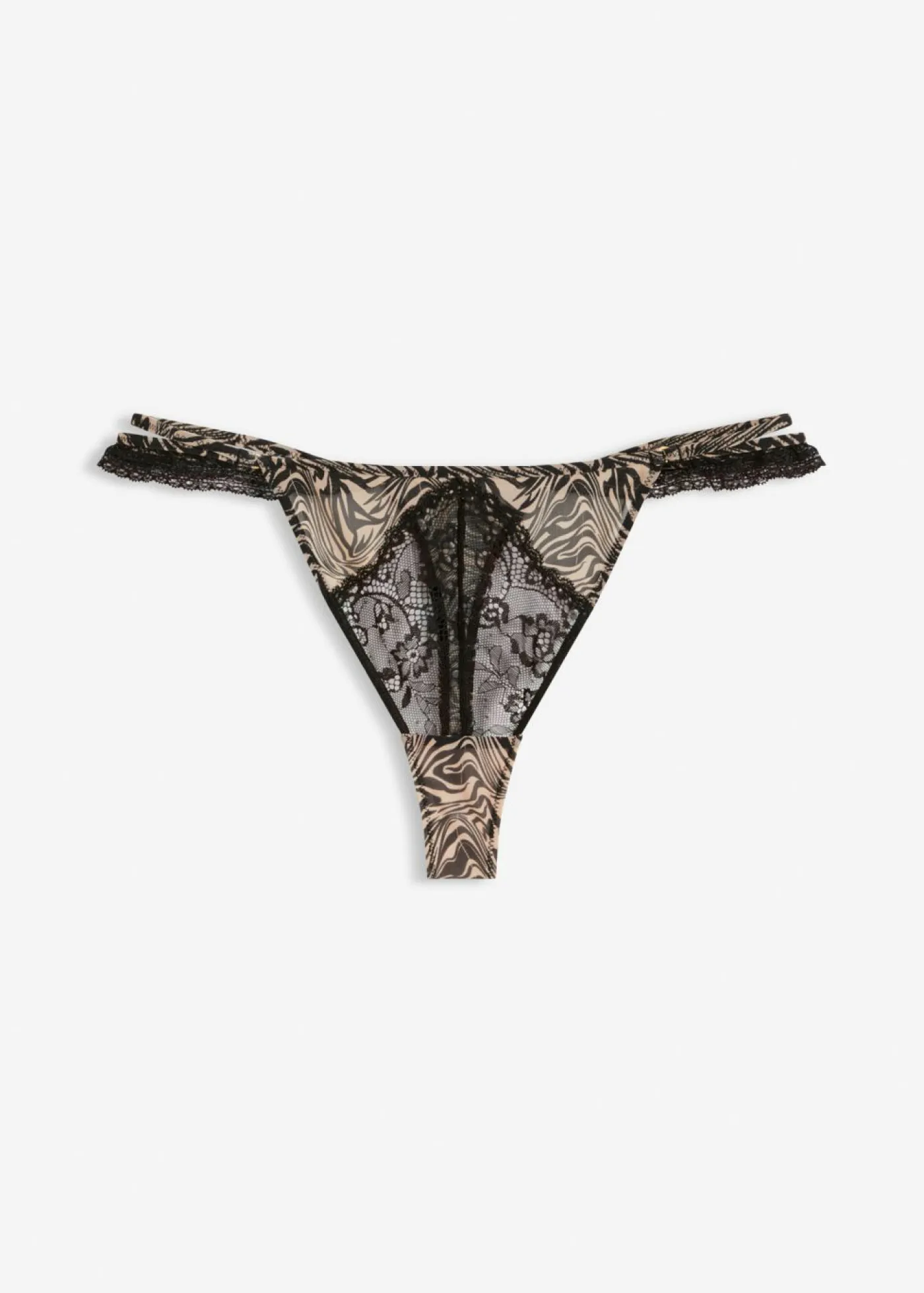 Best Tanga con malla estampada Mujer Lencería|Bragas