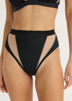 Best Tanga de talle alto con insertos transparentes Mujer Lencería|Bragas