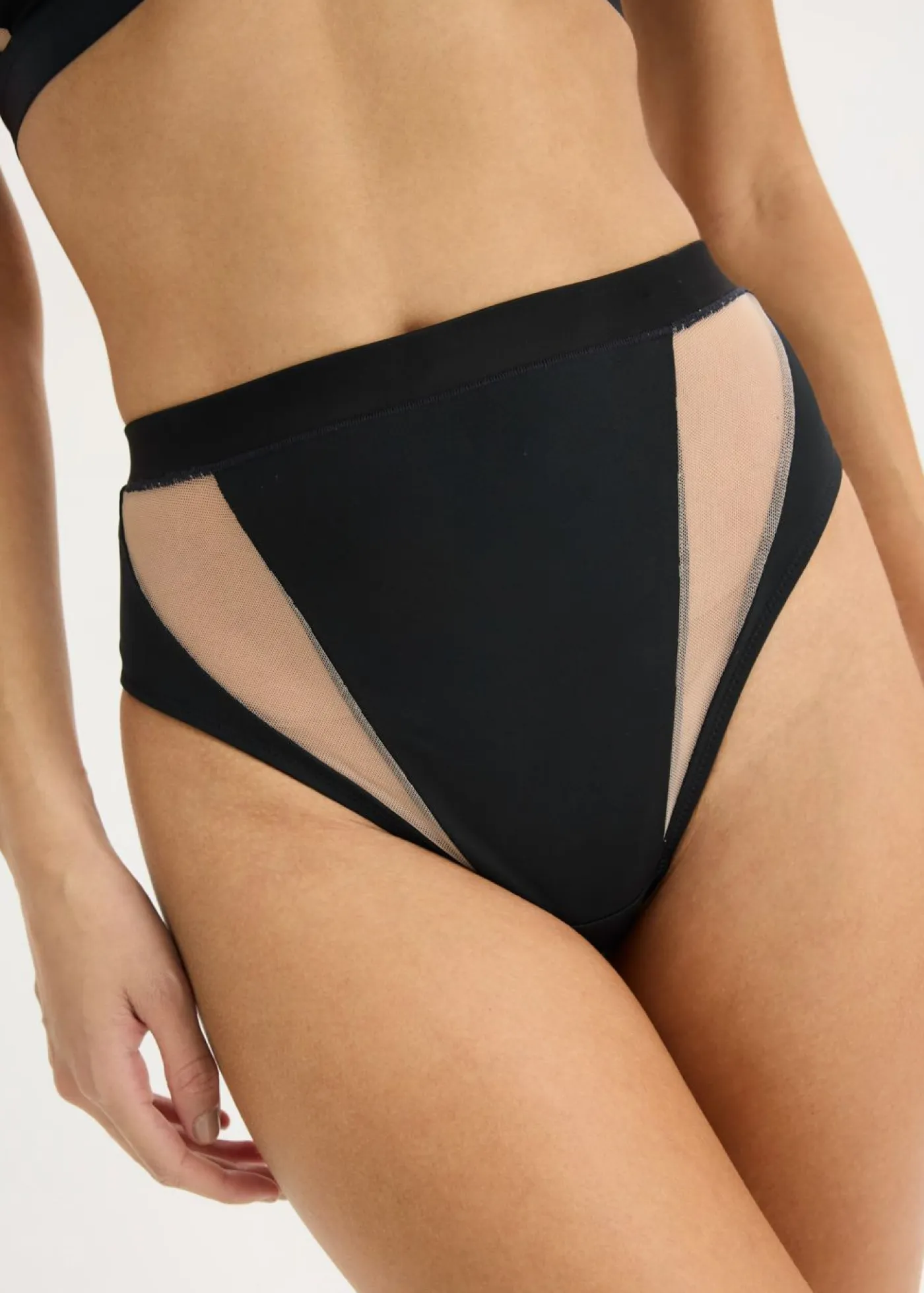 Best Tanga de talle alto con insertos transparentes Mujer Lencería|Bragas