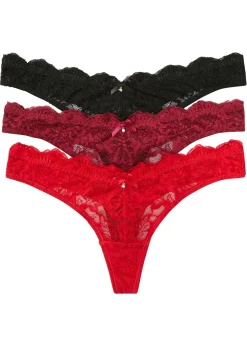 Tanga en V (3 unidades) Mujer Lencería|Bragas
