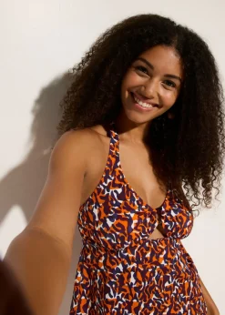 Clearance Tankini con cuello halter (2 piezas) con detalle de anilla Mujer Tankinis