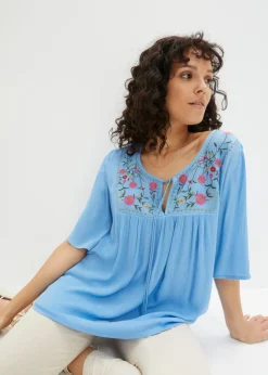Best Túnica arrugada de viscosa suave Mujer Camisas Y Blusas