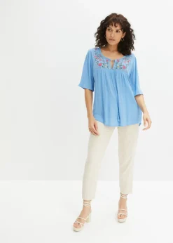 Túnica arrugada de viscosa suave Mujer Camisas Y Blusas