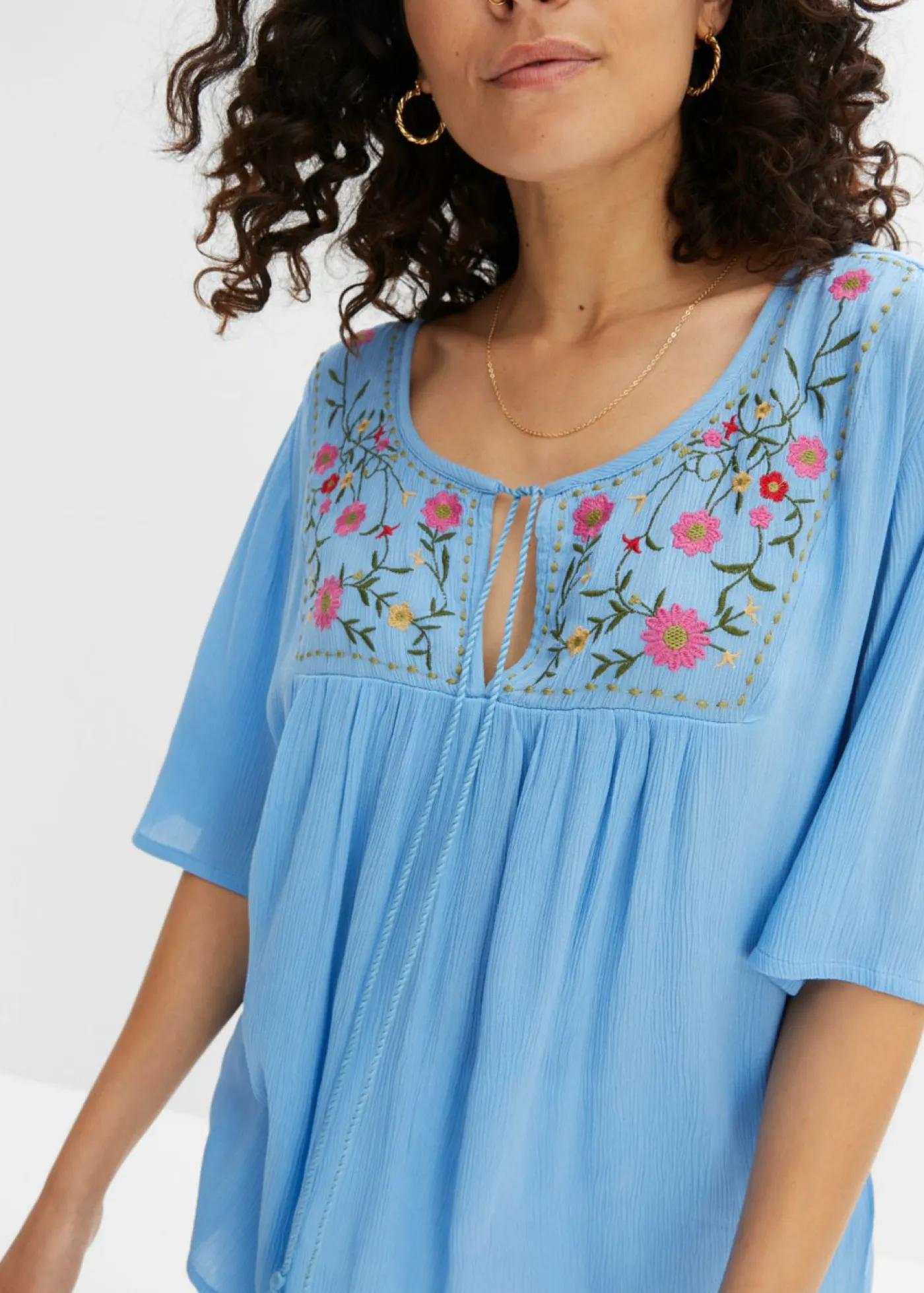 Túnica arrugada de viscosa suave Mujer Camisas Y Blusas