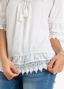 Clearance Túnica con encaje de viscosa suave Mujer Camisas Y Blusas|Novedades