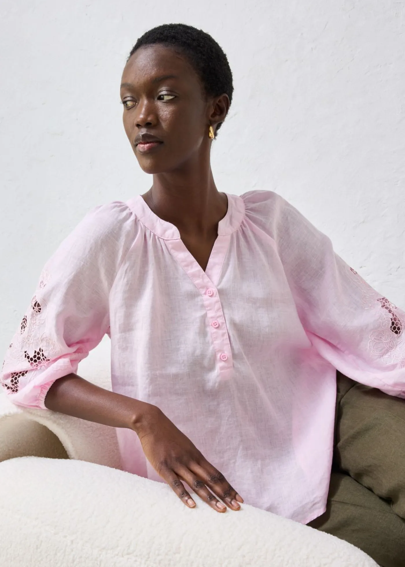 Best Túnica de lino puro Mujer Premium|Camisas Y Blusas