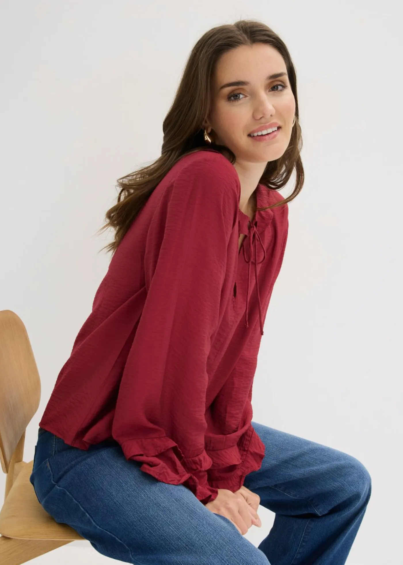 Túnica de mezcla de viscosa fina Mujer Camisas Y Blusas
