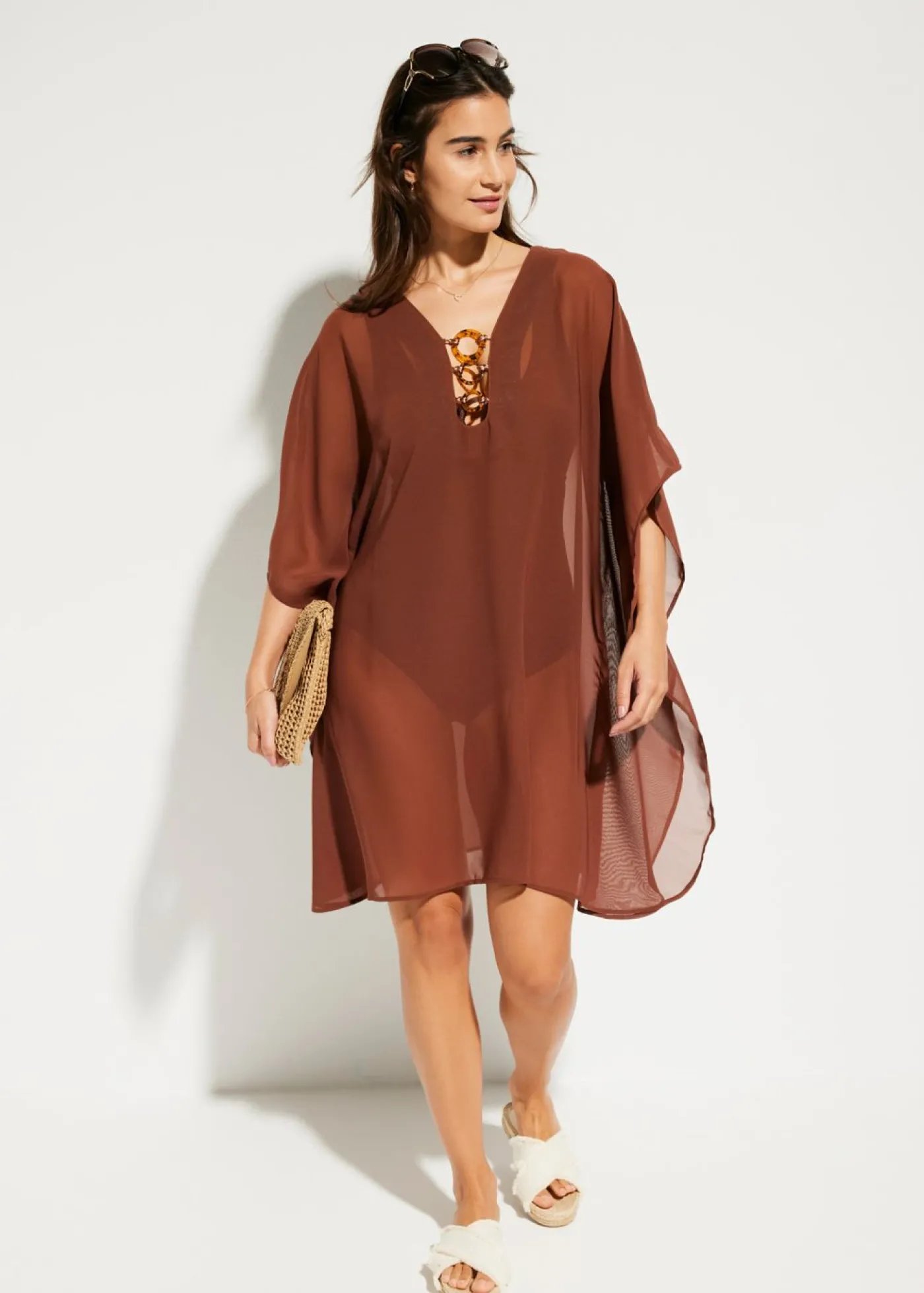 Online Túnica de playa de gasa ligera Mujer Ropa De Playa|Novedades