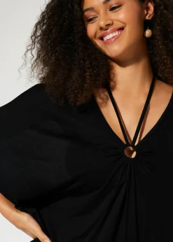 Outlet Túnica de playa transparente de viscosa Mujer Ropa De Playa|Vestidos