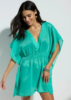 Sale Túnica de playa transparente con escote en V Mujer Ropa De Playa|Camisas Y Blusas