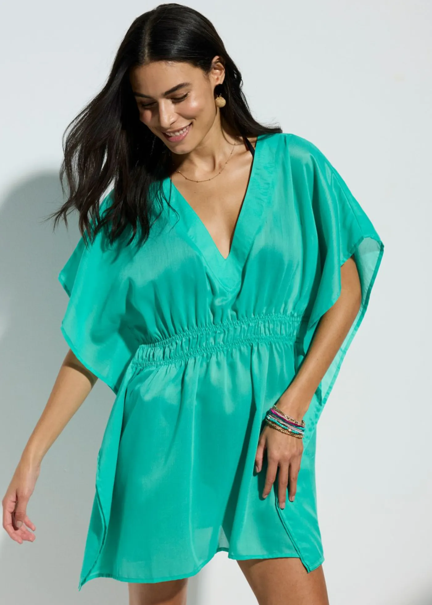 Sale Túnica de playa transparente con escote en V Mujer Ropa De Playa|Camisas Y Blusas