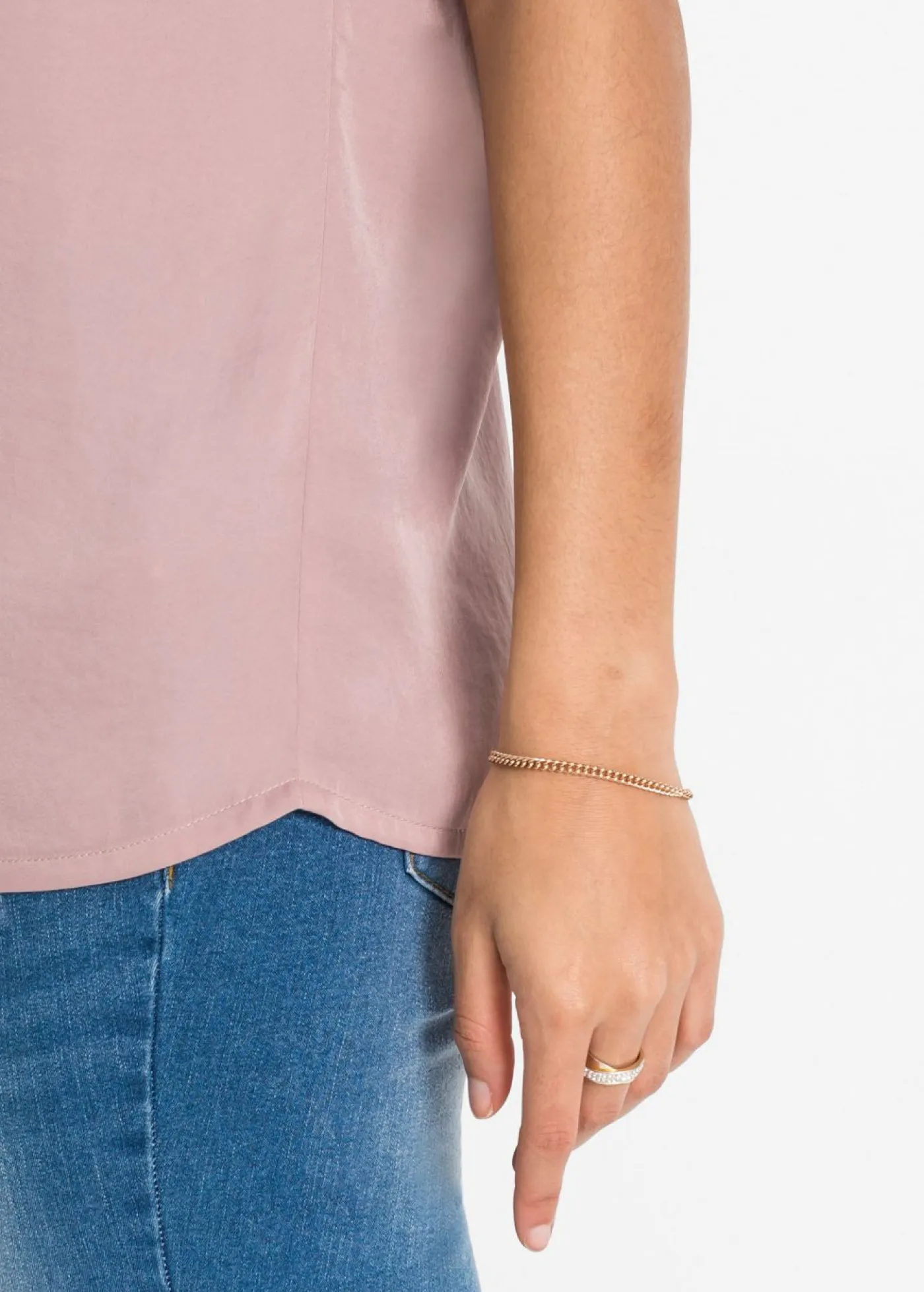 Sale Túnica holgada de satén de manga corta con hombros caídos Mujer Camisas Y Blusas