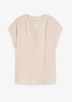 Discount Túnica holgada de satén de manga corta con hombros caídos Mujer Camisas Y Blusas