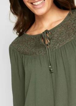 Online Túnica larga con efecto arrugado media manga Mujer Camisas Y Blusas