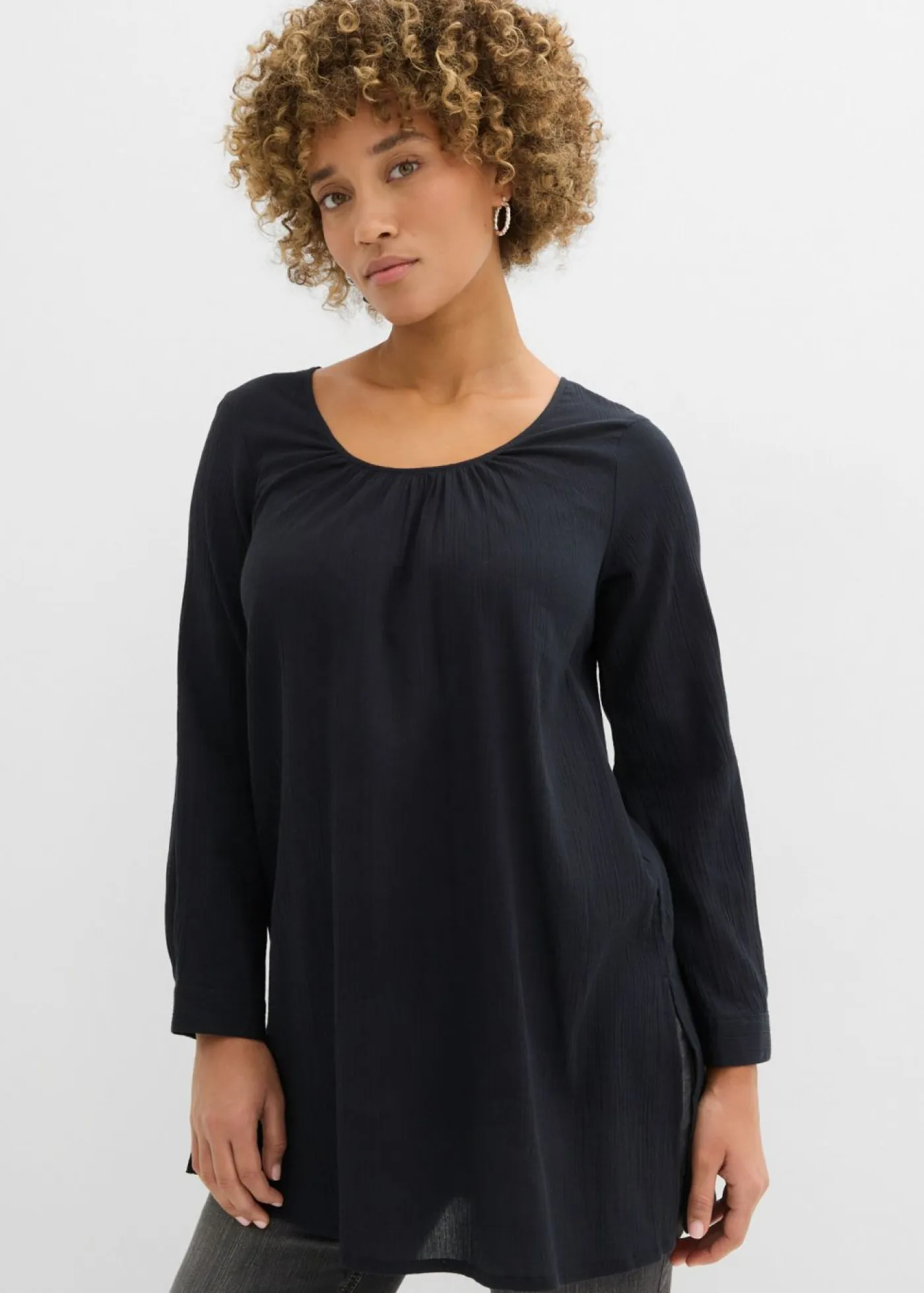 Clearance Túnica larga de algodón Mujer Camisas Y Blusas|Novedades