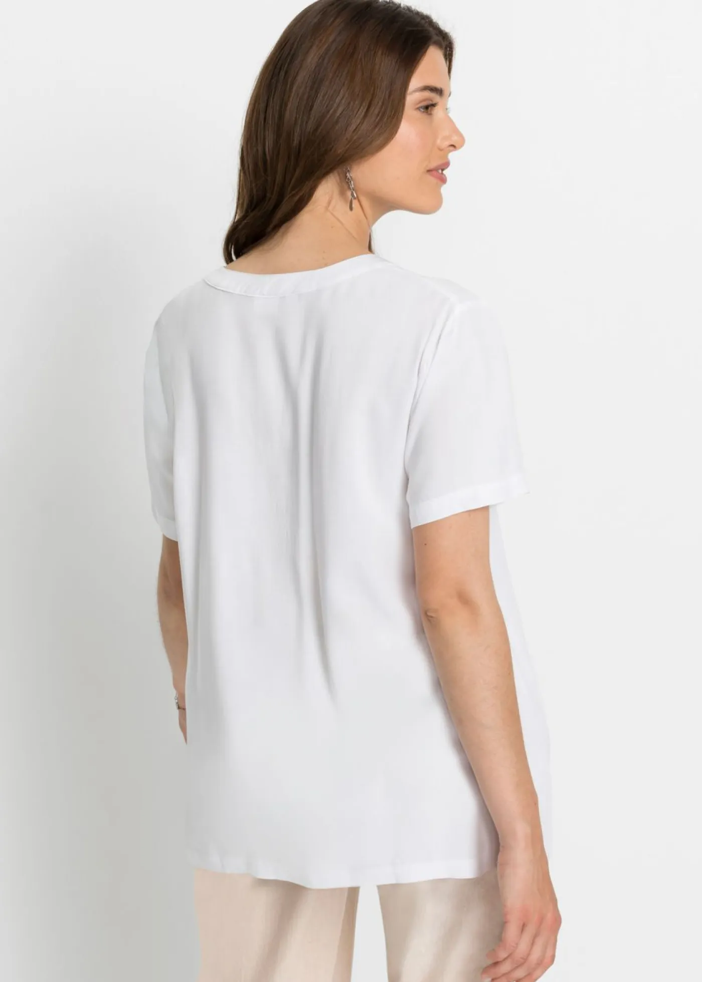 Túnica larga de viscosa sostenible Mujer Camisas Y Blusas