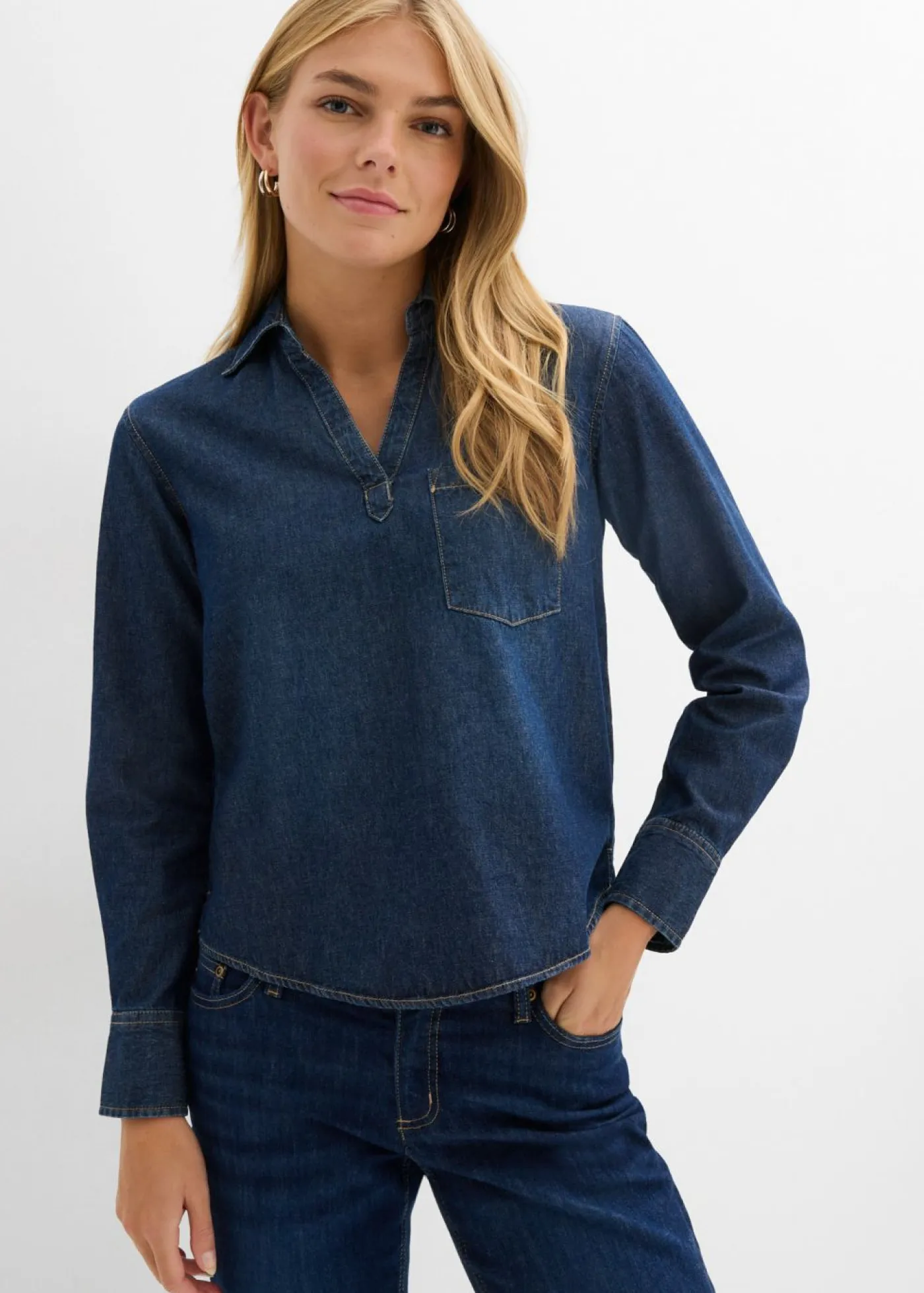 Sale Túnica vaquera de algodón orgánico puro Mujer Camisas Y Blusas