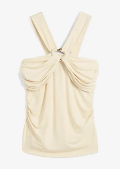 Top anudado al cuello con hebilla decorativa Mujer Camisetas