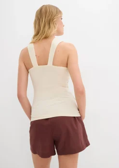 Top anudado al cuello con hebilla decorativa Mujer Camisetas