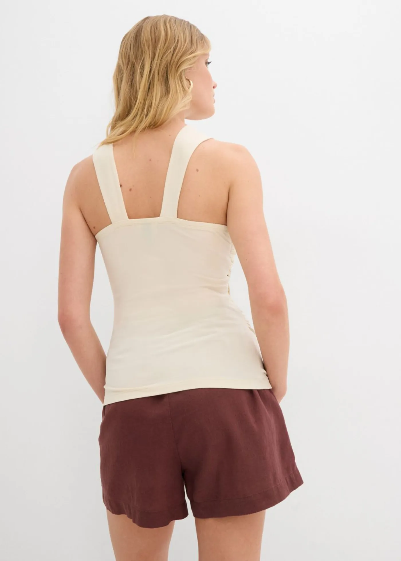 Top anudado al cuello con hebilla decorativa Mujer Camisetas