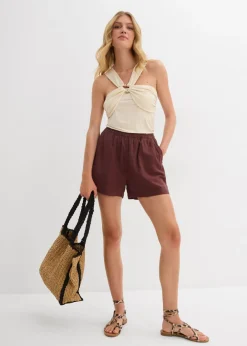 Top anudado al cuello con hebilla decorativa Mujer Camisetas