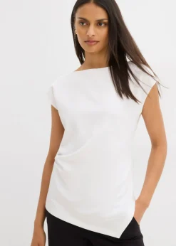 New Top asimétrico de cómodo tejido de neopreno Mujer Esenciales|Camisetas
