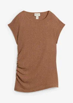 Top asimétrico de crepé ligero Mujer Camisetas