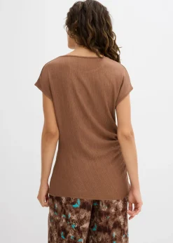 Top asimétrico de crepé ligero Mujer Camisetas