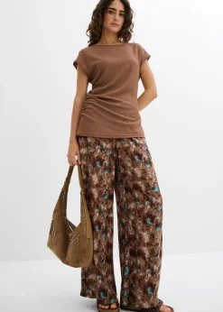Top asimétrico de crepé ligero Mujer Camisetas