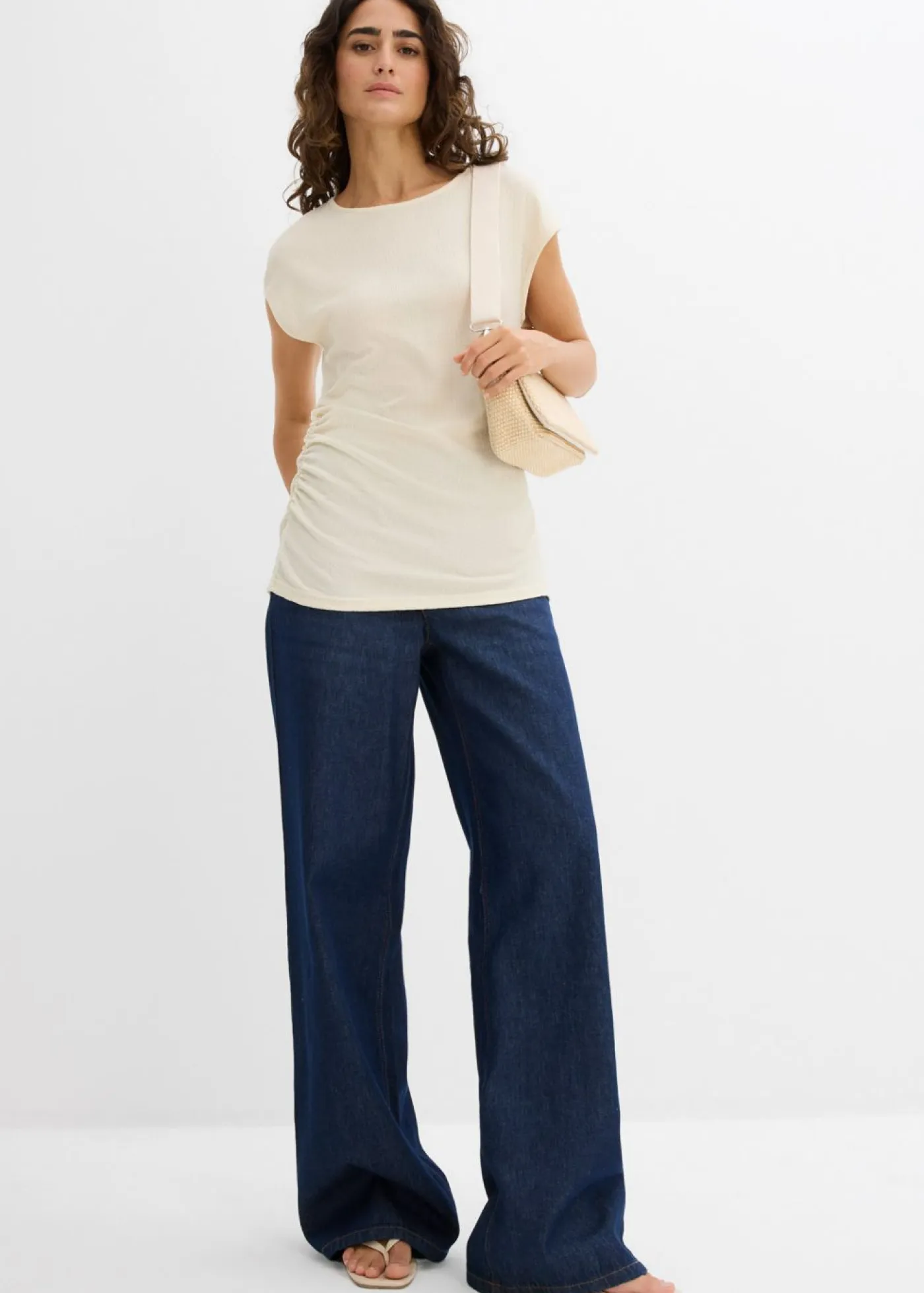Clearance Top asimétrico de crepé ligero Mujer Camisetas