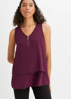 New Top con cremallera Mujer Camisas Y Blusas|Camisetas