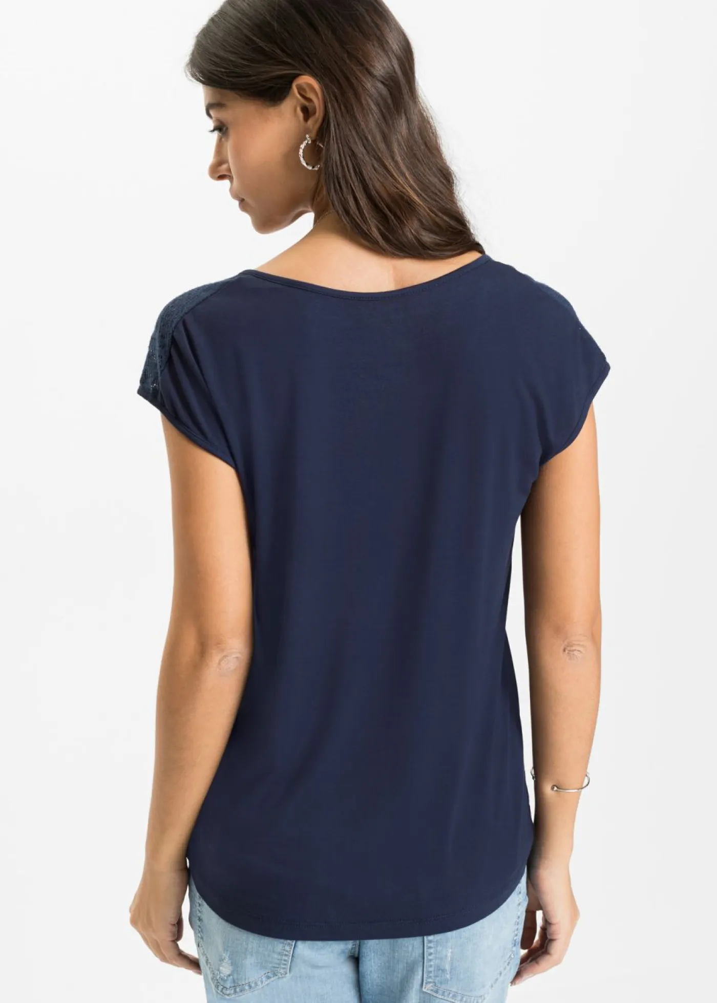 Top con hombros de encaje Mujer Camisetas
